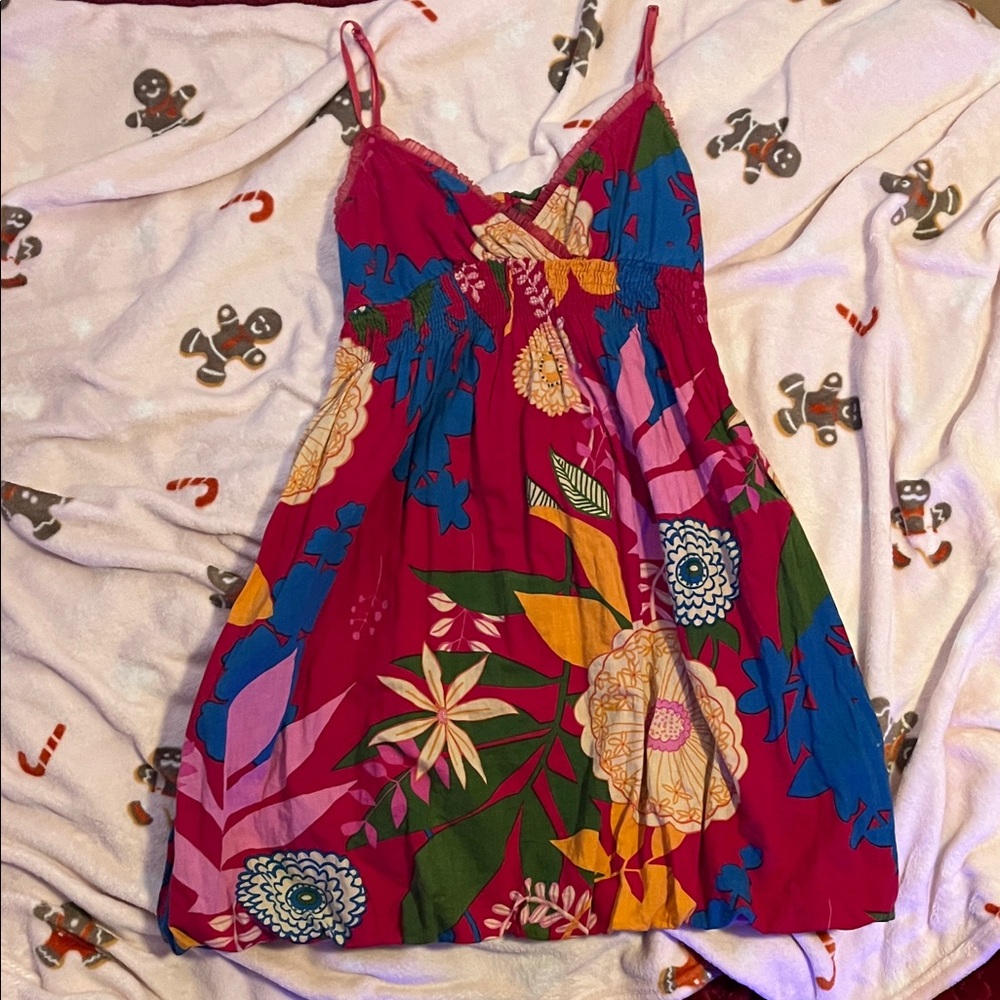 Pink Tropical Floral Multicolor Babydoll Sundress